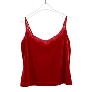 Y2k Gilligan & O'Malley Velvet Lace Cami Top Velour Medium